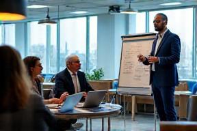 Formateur animant un atelier RH en petit groupe